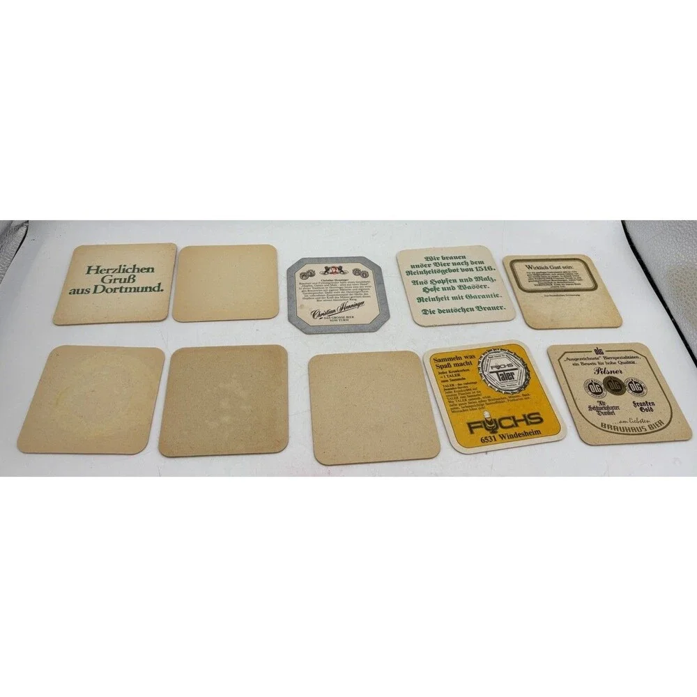 10 Vintage German Beer Coasters Binding Henninger Dortmunder Fuchs Breweriana